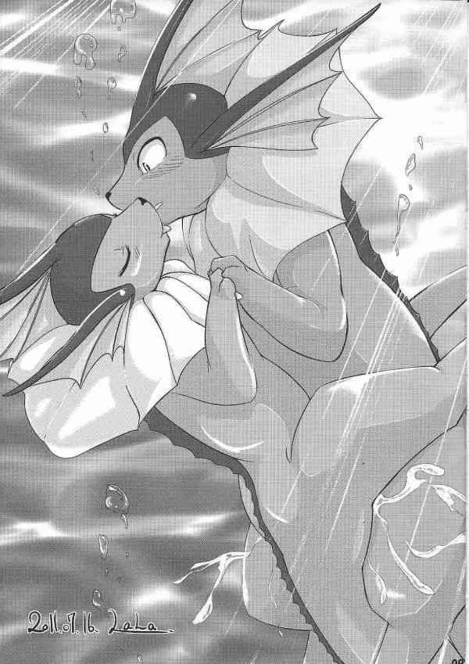 [ポケモンの同人誌]シャワーズのケモノ交尾！雄シャワーズが発情してしまい、ぬるぬるの膣内に精液を種付けしちゃいます♪003