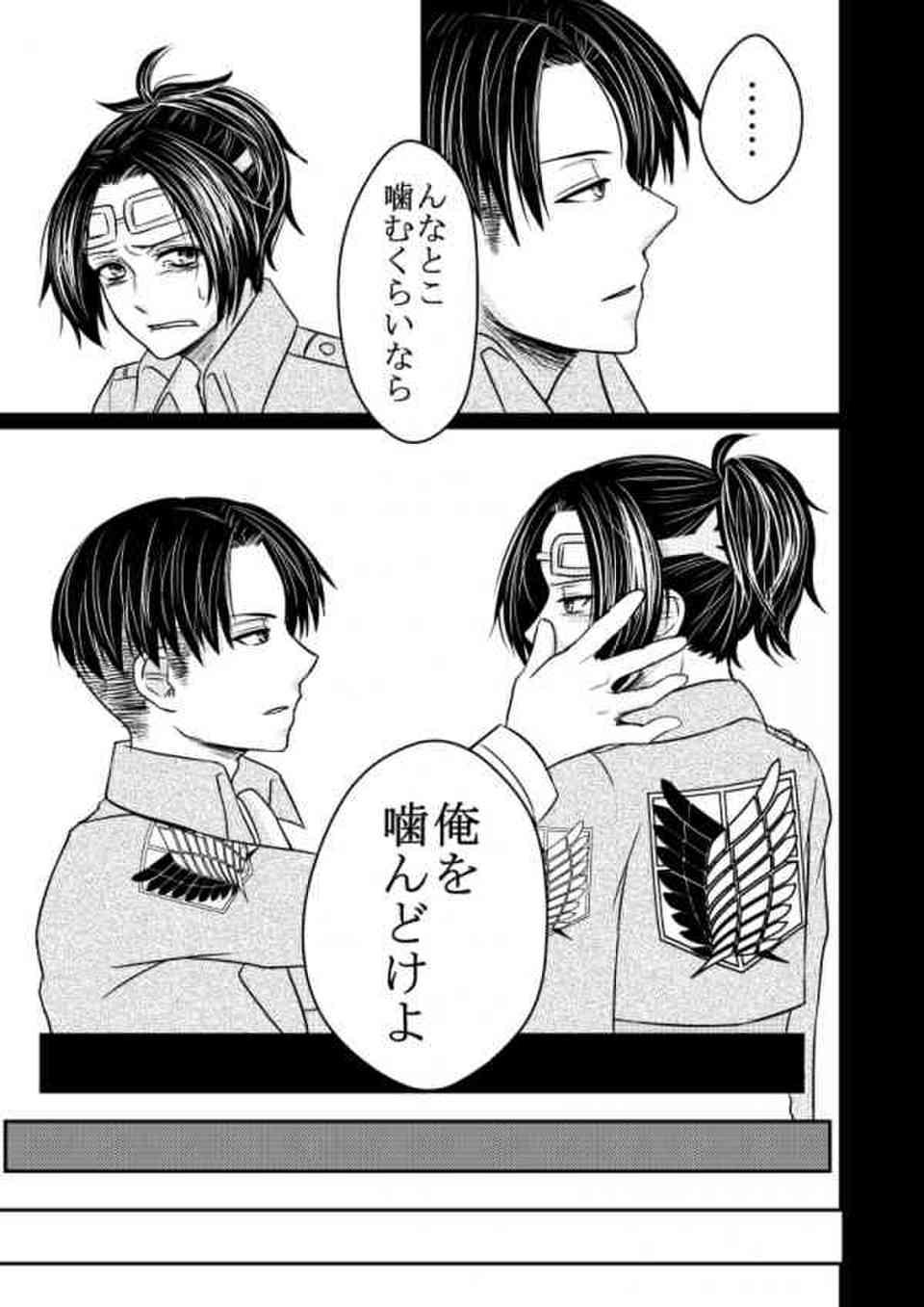 [進撃の巨人の同人誌]ハンジは無言で兵長を逆レイプし、行き場のない気持ちをぶつける。意地っ張りで頑固なハンジを心のよりどこはリヴァイとセックスをすることだった…011